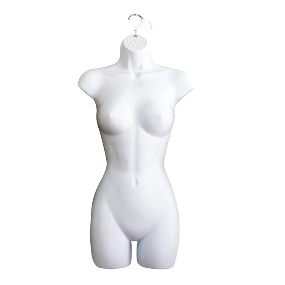 White Female Mannequin Hip Long Hollow Back Body Torso